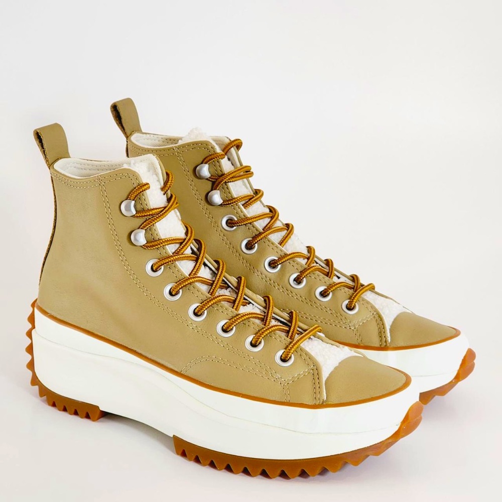 Converse Run Star Hike Hi Platform Sherpa Leather Sneakers